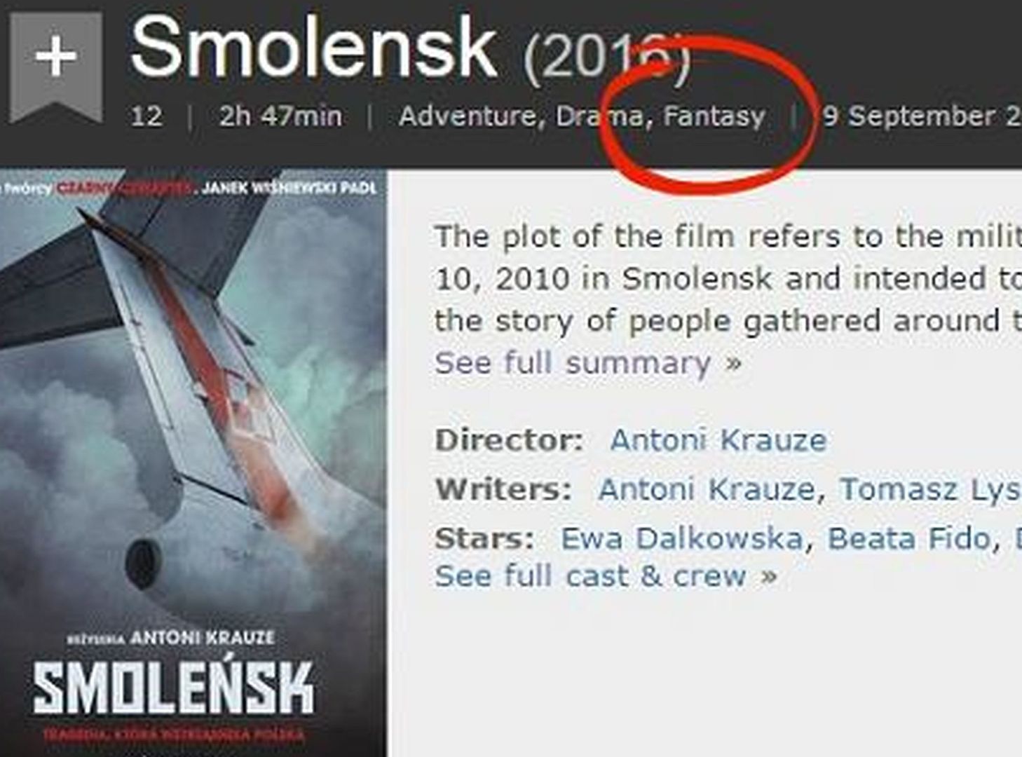 "Smoleńsk" to film fantasy. Tak go zaklasyfikowali