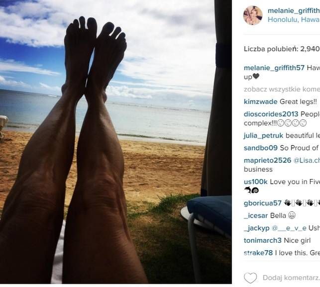 Nogi Melanie Griffith na Instagramie