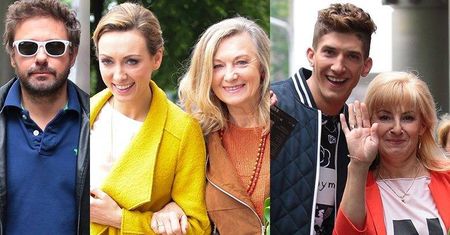 Gwiazdy z mamami pod studiem Dzień Dobry TVN: Anna Kalczyńska, Michał Baryza, Andrzej Piaseczny [PAPARAZZI]