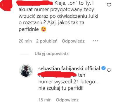 Sebastian Fabijański odpowiedział fance