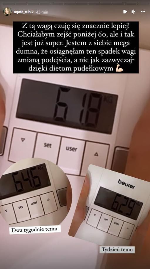 Agata Rubik pokazała, ile waży