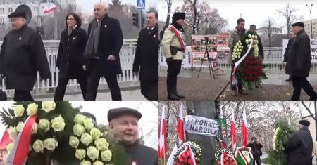 Naczelnik przyszedł złożyć kwiaty pod pomnikiem Romana Dmowskiego. Z takimi honorami powitano Jarosława Kaczyńskiego