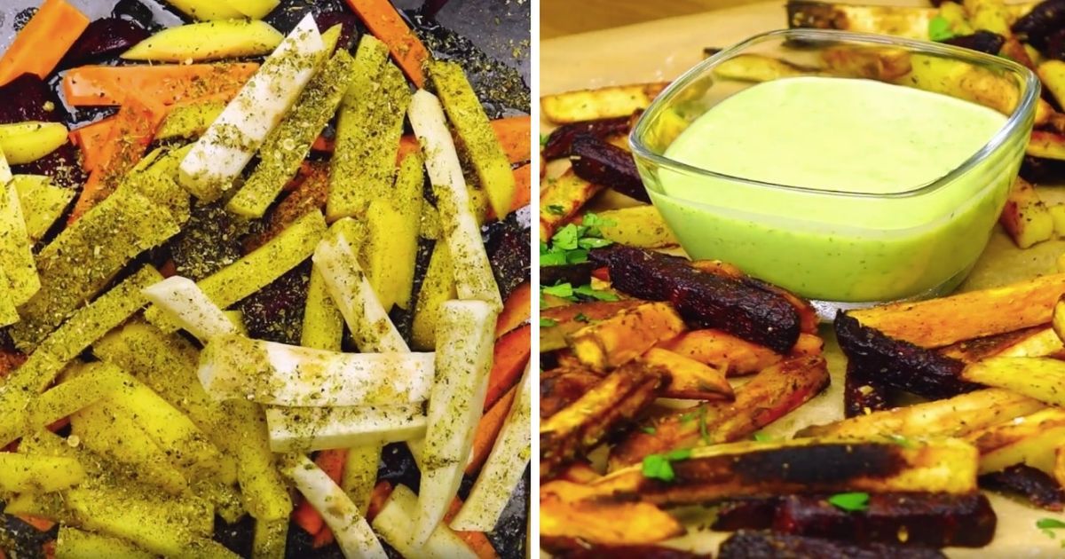 Frytki z piekarnika w kolorowym wydaniu