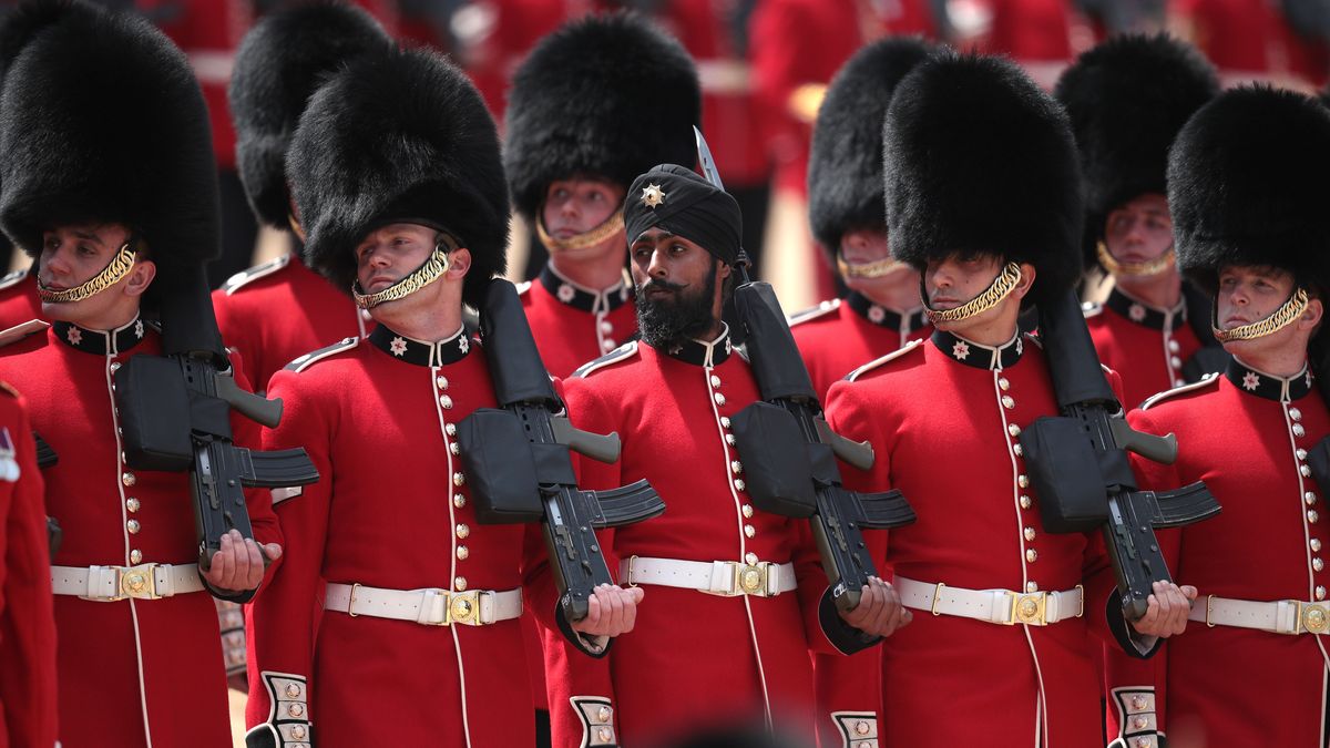 <<enter caption here>> at The Royal Horseguards on June 9, 2018 in London, England. The annual ceremony involving over 1400 guardsmen and cavalry, is believed to have first been performed during the reign of King Charles II. The parade marks the official birthday of the Sovereign, even though the Queen's actual birthday is on April 21st.  