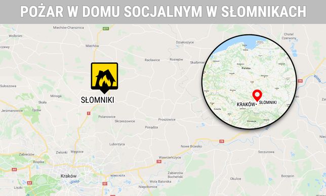 Pożar w domu socjalnym w Słomnikach 
