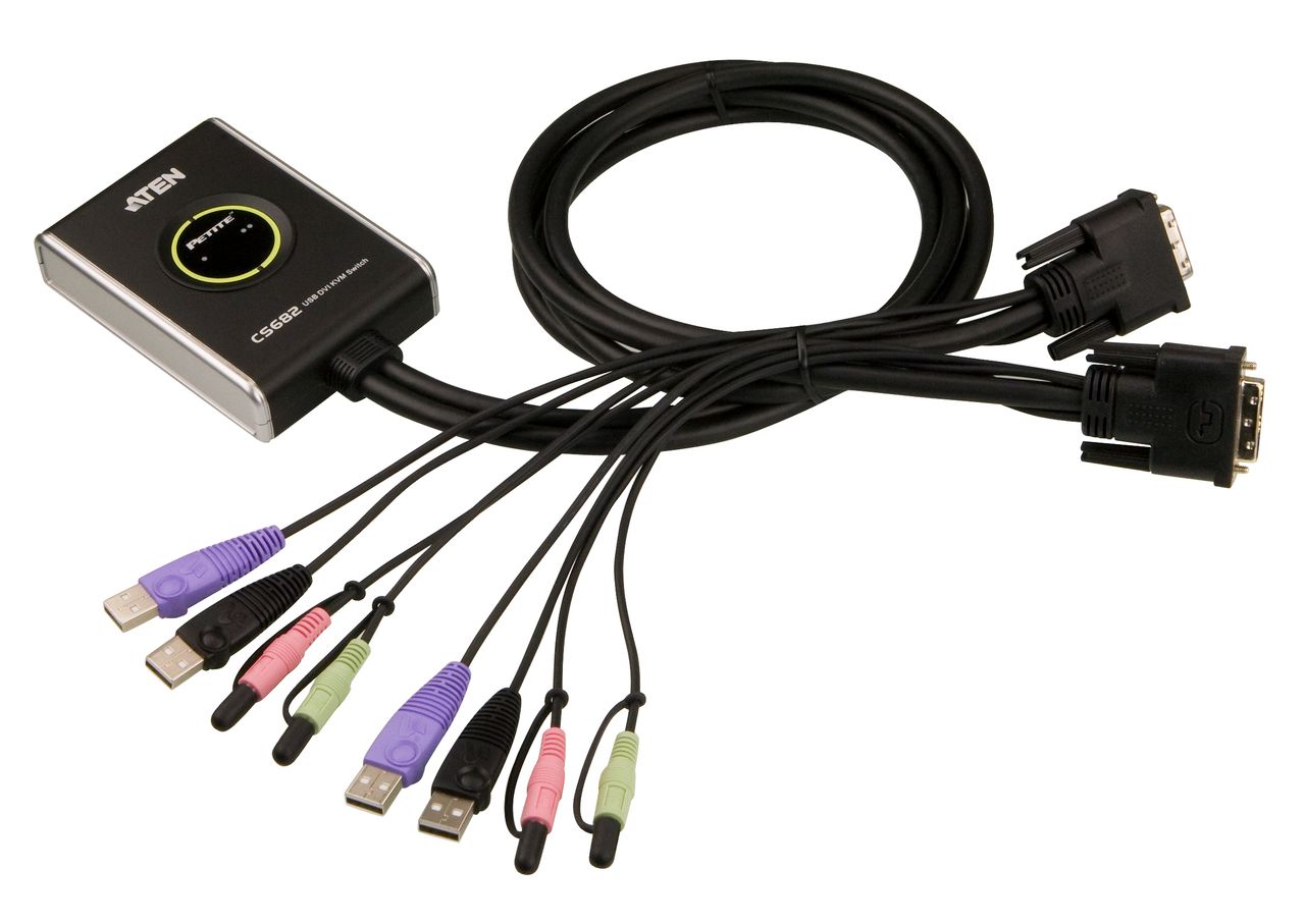 2-portowy przełącznik CS682 USB 2.0 DVI KVM współpracujący z Windows 7