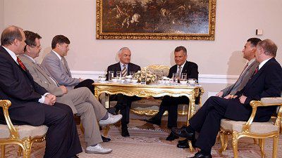 Spotkanie premiera Leszka Millera i prezydenta Aleksandra Kwaśniewskiego