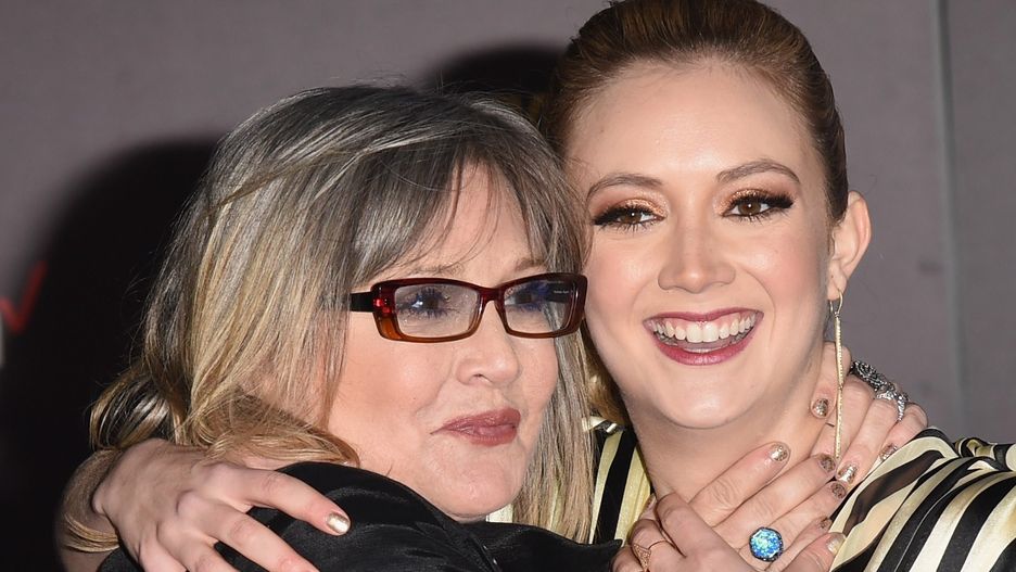 Carrie Fisher i Billie Lourd podczas premiery filmu "Gwiezdne wojny: Przebudzenie Mocy", Hollywood, grudzień 2015