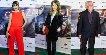 Gwiazdy na premierze filmu "Gejsza": Agnieszka Więdłocha, Marta Żmuda-Trzebiatowska z mężem, Marian Dziędziel
