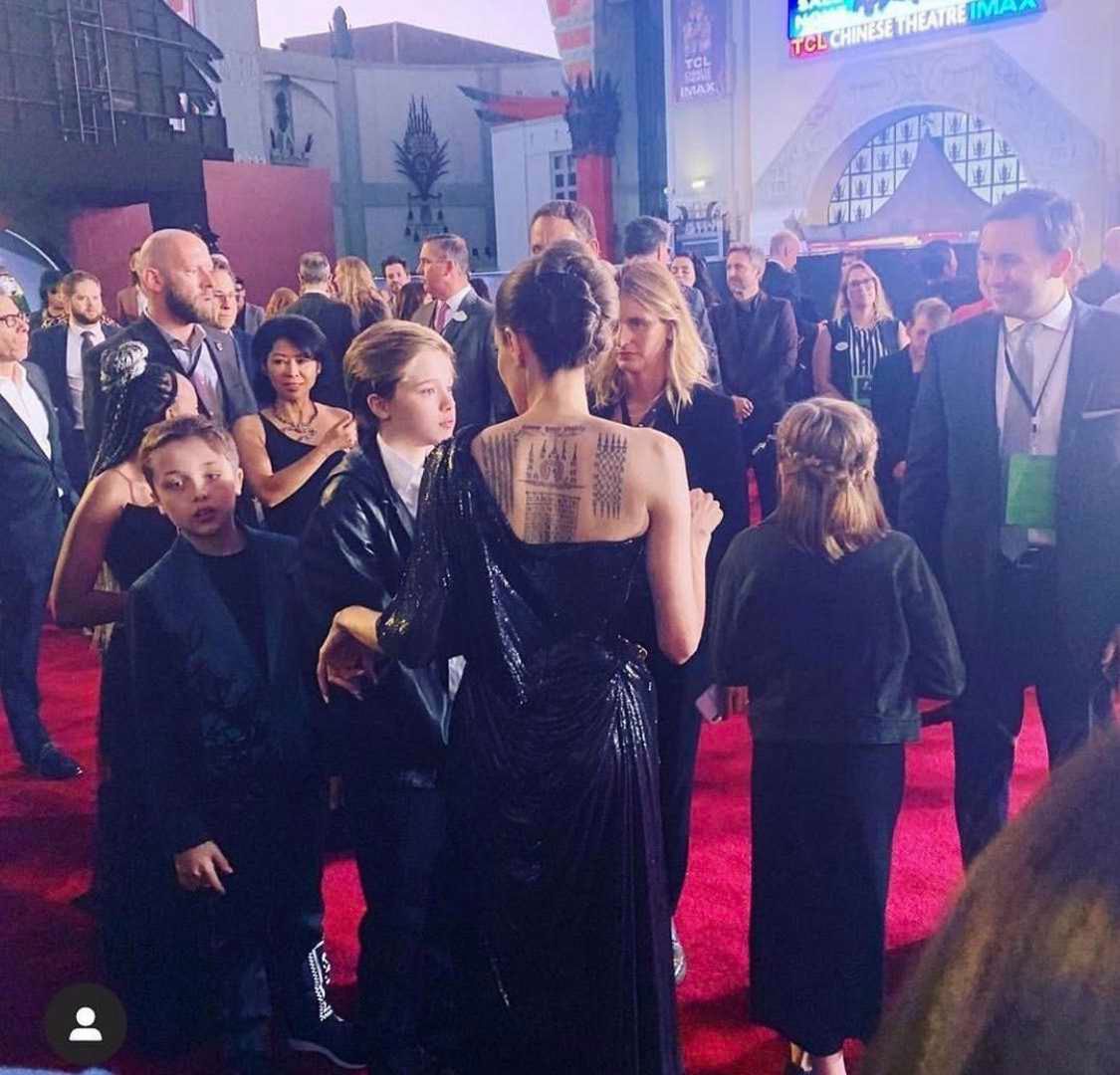 Angelina Jolie z dziećmi na premierze Czarownicy 2