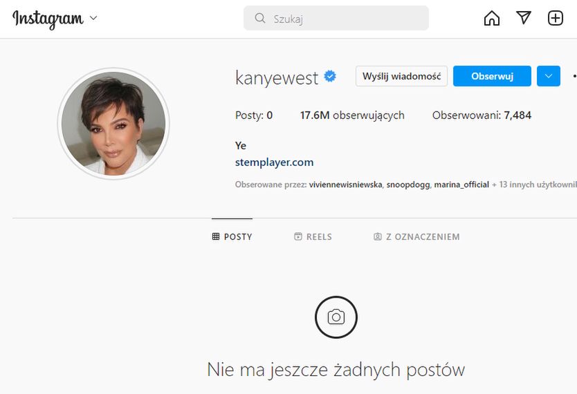 Kanye West - zdjęcie profilowe na Instagramie