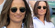 Cięzarna Pippa Middleton z bratem na Wimbledonie! Jej stylowa sukienka znakomicie podkreśliła spory brzuszek