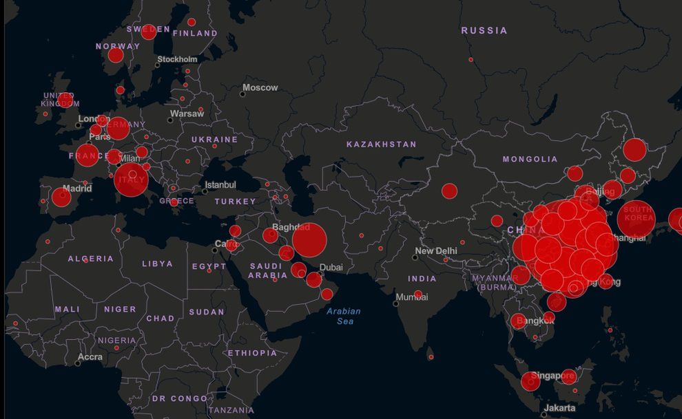 Mapa koronawirusa pozwala śledzić rozwój epidemii na żywo. Pierwszy przypadek w Polsce