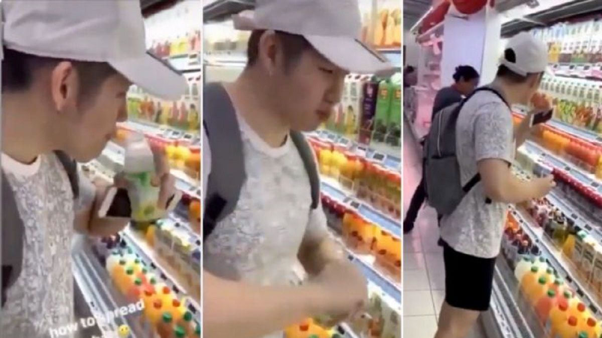 Dwóch nastolatków zostało aresztowanych po tym, jak upijali trochę soku z butelek w supermarkecie, a później odstawiali je na miejsce.