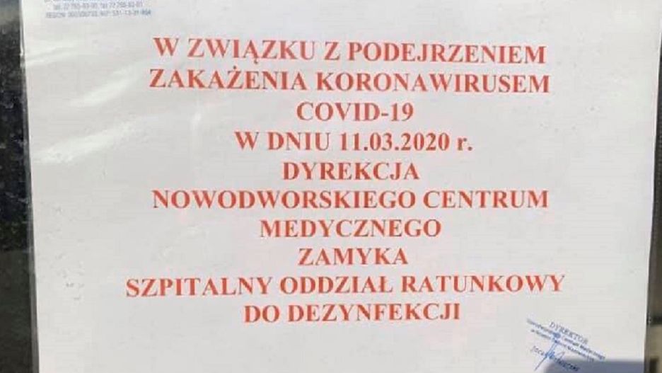 Koronawirus w Polsce. Oddział SOR w Nowodworskim Centrum Medycznym zamknięty