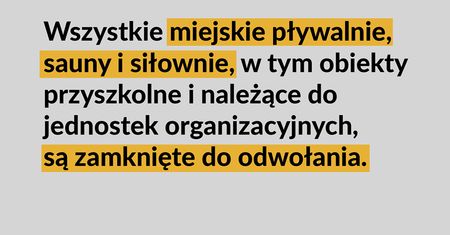 Koronawirus w Warszawie. Zamknięte pływalnie, sauny i siłownie