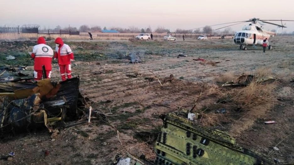 Zdjęcie z miejsca katastrofy samolotu ukraińskich linii lotniczych