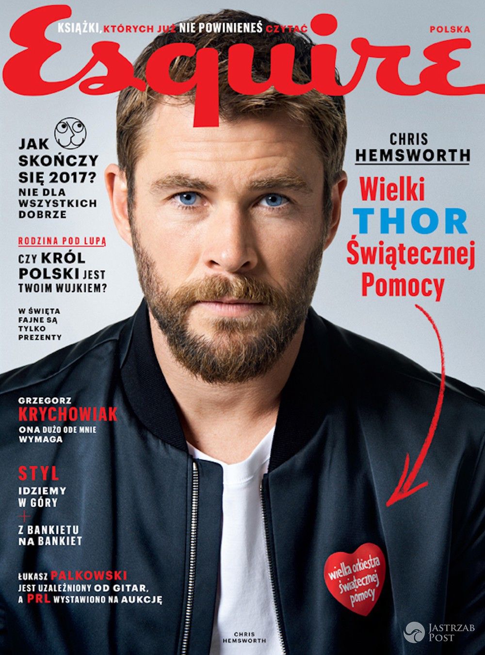 Chris Hemsworth z serduszkiem WOŚP na okładce Esquire