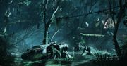 Crysis 3 - nieustraszony Prorok z miotaczem ognia na gruzach Nowego Jorku