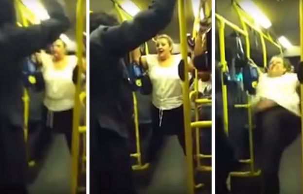 Bulwersujący atak w autobusie. Kobieta rzuciła się na czarnoskórego mężczyznę