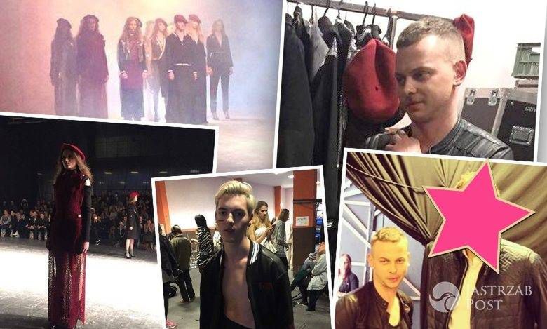 Radek Pestka w spódnicy i zaskakujący gość na widowni pokazu Jacob Birge Vision podczas FashionPhilosophy Fashion Week Poland