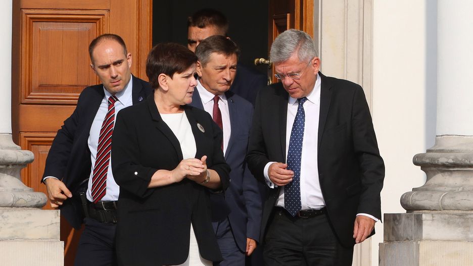 Premier Beata Szydło, marszałek Sejmu Marek Kuchciński i marszałek Senatu Stanisław Karczewski