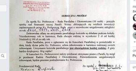 Wezwanie z parafii: 400 zł do zapłaty. Archidiecezja Białostocka wyjaśnia sprawę pisma