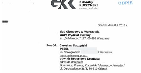 Pozew o ochronę dóbr osobistych Jarosława Kaczyńskiego. Kancelaria ujawnia... PESEL prezesa PiS