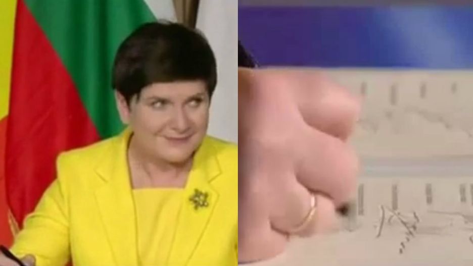 Premier Beata Szydło podczas składania podpisu
