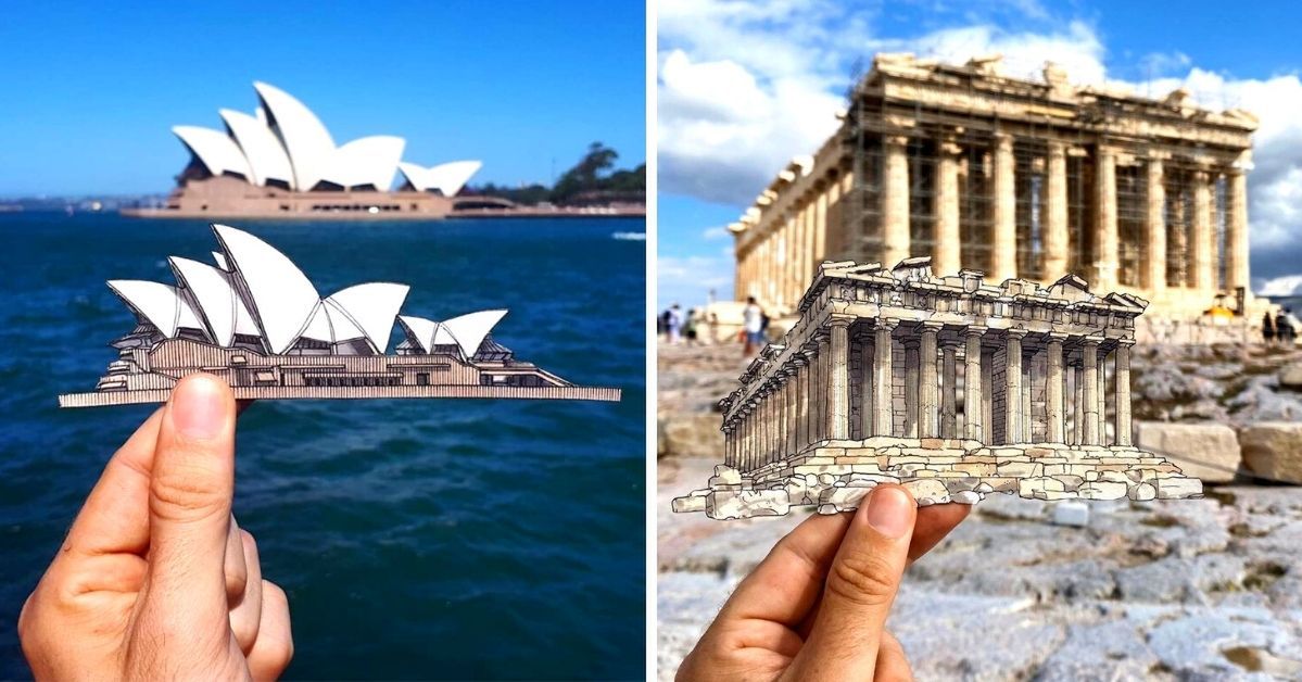 23 Cartoon Replicas of Historic Buildings From Around the World. Australian Illustrator Creates Them on Vacation