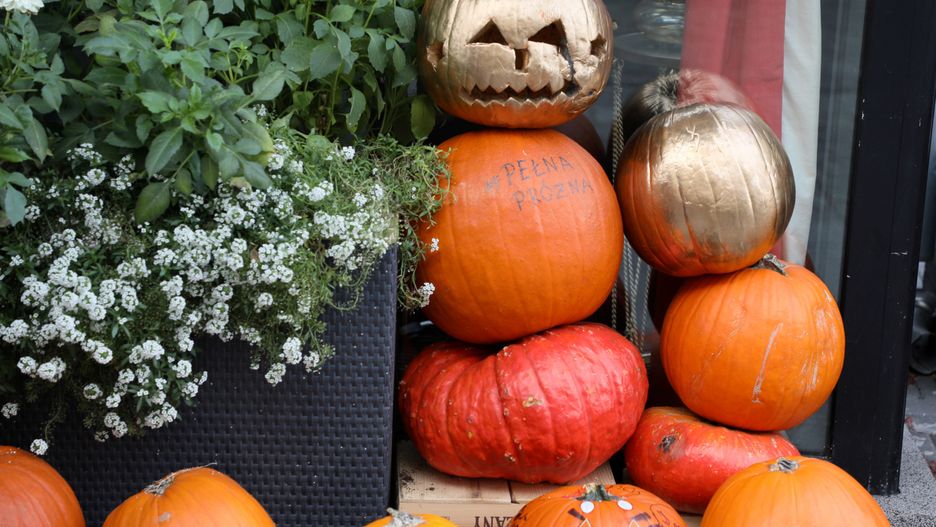 Warszawa. Dekoracje na Halloween na ul. Próżnej w stolicy