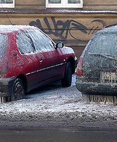 Obrośli soplami lodu
