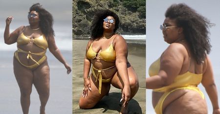 Wyzwolona Lizzo dumnie prezentuje krągłości w złotym bikini na nowozelandzkiej plaży (FOTO)