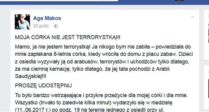 Dzieci wyzywały koleżankę od terrorystów. "Zapytali, ile razy była w kościele"