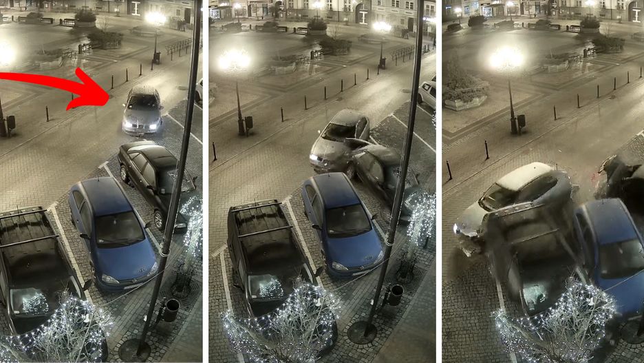 Kamery miejskiego monitoringu w Chojnicach uwieczniły "rajd" 21-latka