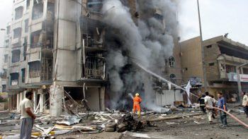 Miejsce eksplozji w dzielnicy Karrada