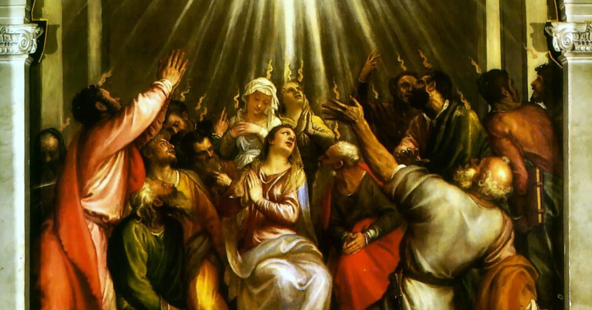 "Zesłanie Ducha Świętego" Tycjan (1545 r.).