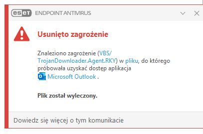 ESET Endpoint Antivirus wykrywa instalator trojana Danabot 
