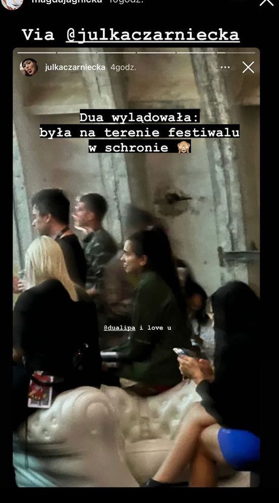 Dua Lipa w schronie na Open'er Festival 2022
