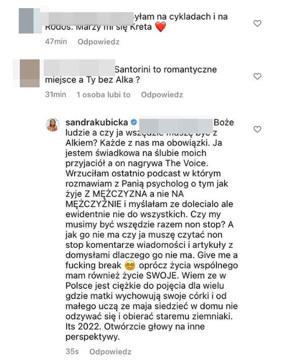 Sandra Kubicka o kryzysie w związku