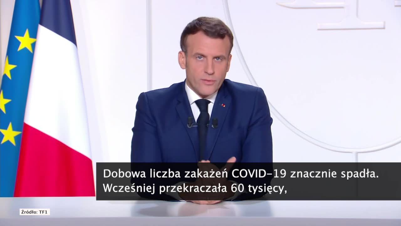 Prezydent Francji ogłasza, że szczyt drugiej fali pandemii jest już za nimi