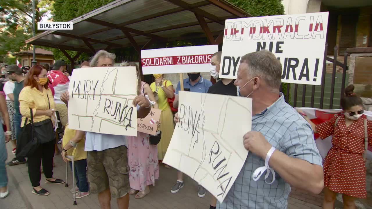 Wiece solidarności z Białorusią w Warszawie i Białymstoku