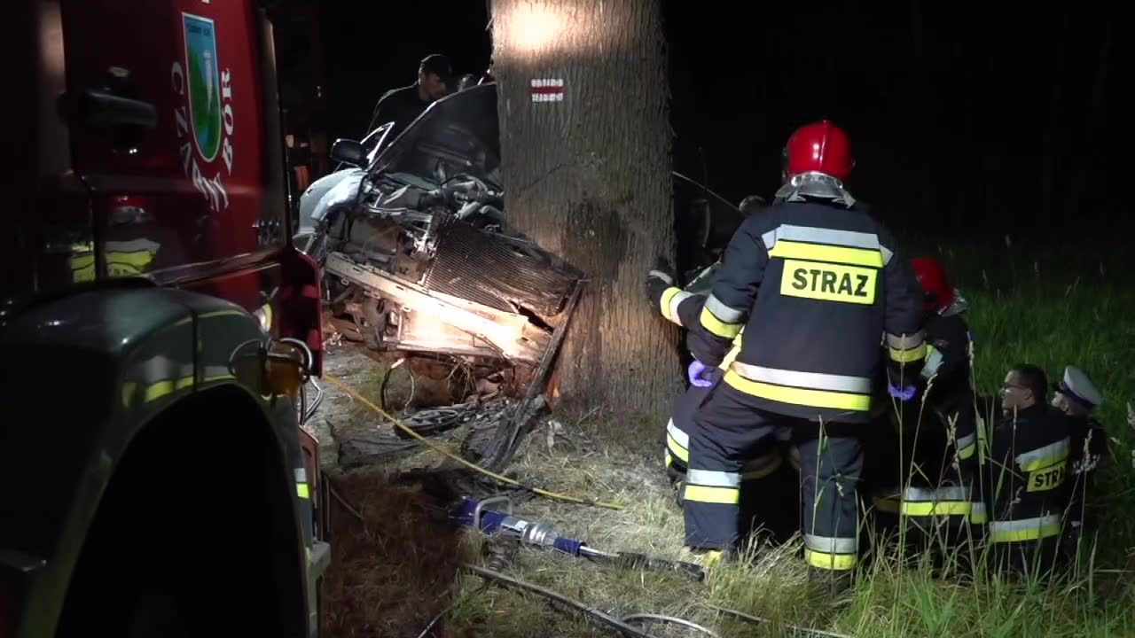 Samochód osobowy uderzył w przydrożne drzewo