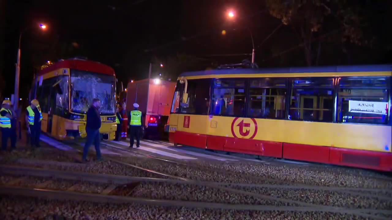 13 osób zostało poszkodowanych w zderzeniu dwóch tramwajów w Warszawie