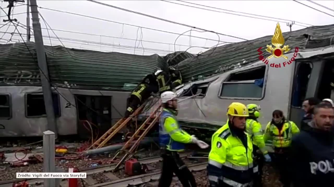 Rośnie liczba ofiar po wypadku kolejowym pod Mediolanem. Dramatyczna akcja ratunkowa