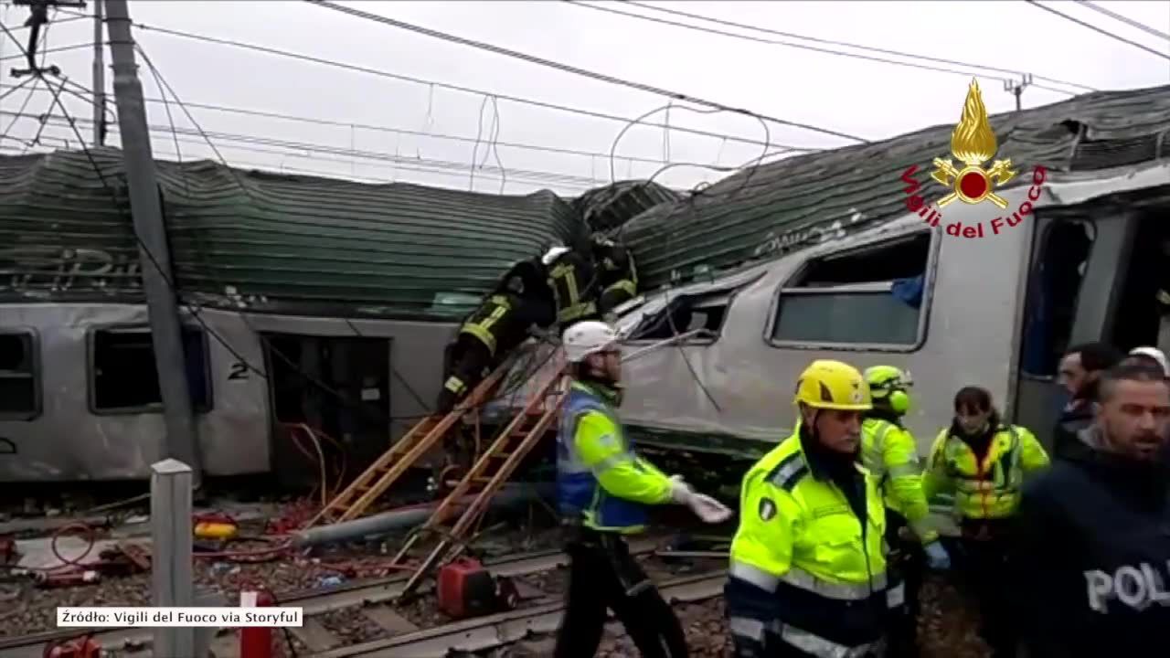 Rośnie liczba ofiar po wypadku kolejowym pod Mediolanem. Dramatyczna akcja ratunkowa