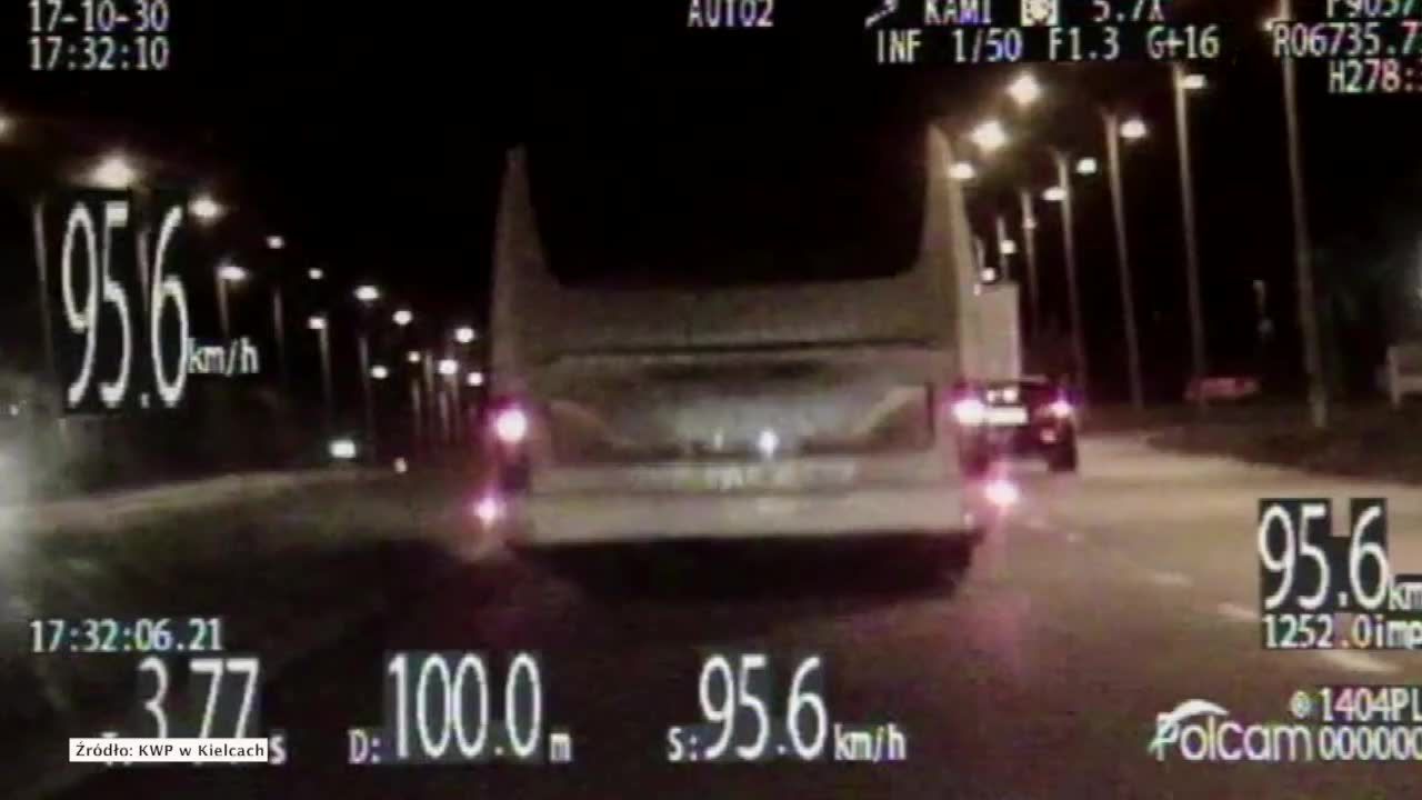 Kierowca autobusu przekroczył prędkość o 45 km/h. Tuż za nim jechał radiowóz