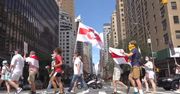 „Łukaszenka jest mordercą”. Demonstracja solidarności z Białorusią w Nowym Jorku