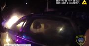 Policjanci wyciągnęli nieprzytomnego kierowcę z płonącego samochodu