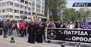 Protest skrajnej prawicy w Salonikach. Sprzeciw wobec przesiedlenia migrantów z wysp do Grecji kontynentalnej